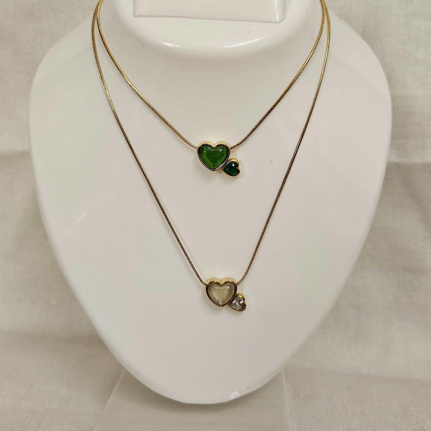 Amoura – Two Heart Anti-Tarnish Chain Pendant