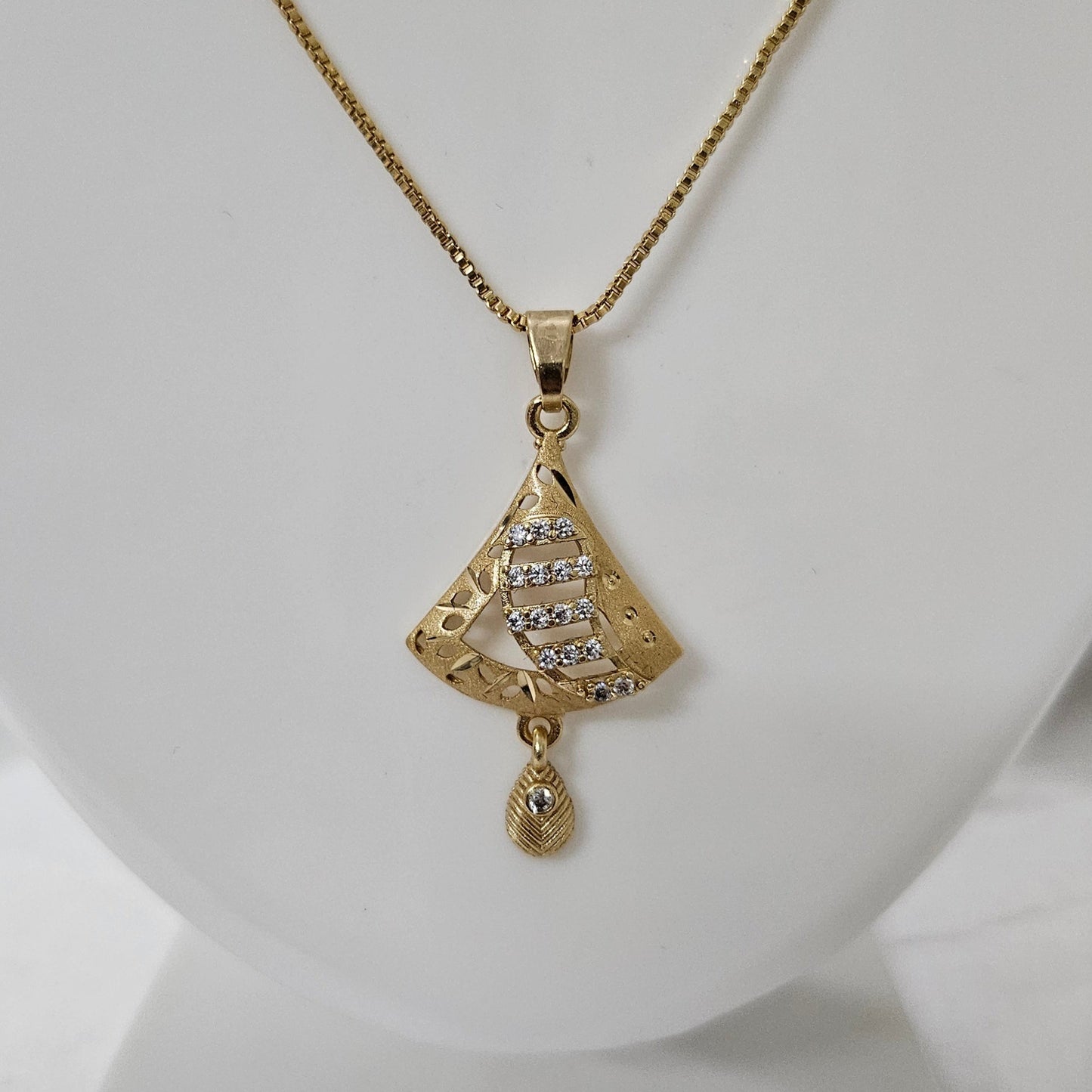 Aurora Gleam- Micro Gold Plated AD Studded Chain Pendant Set for Girls & Women