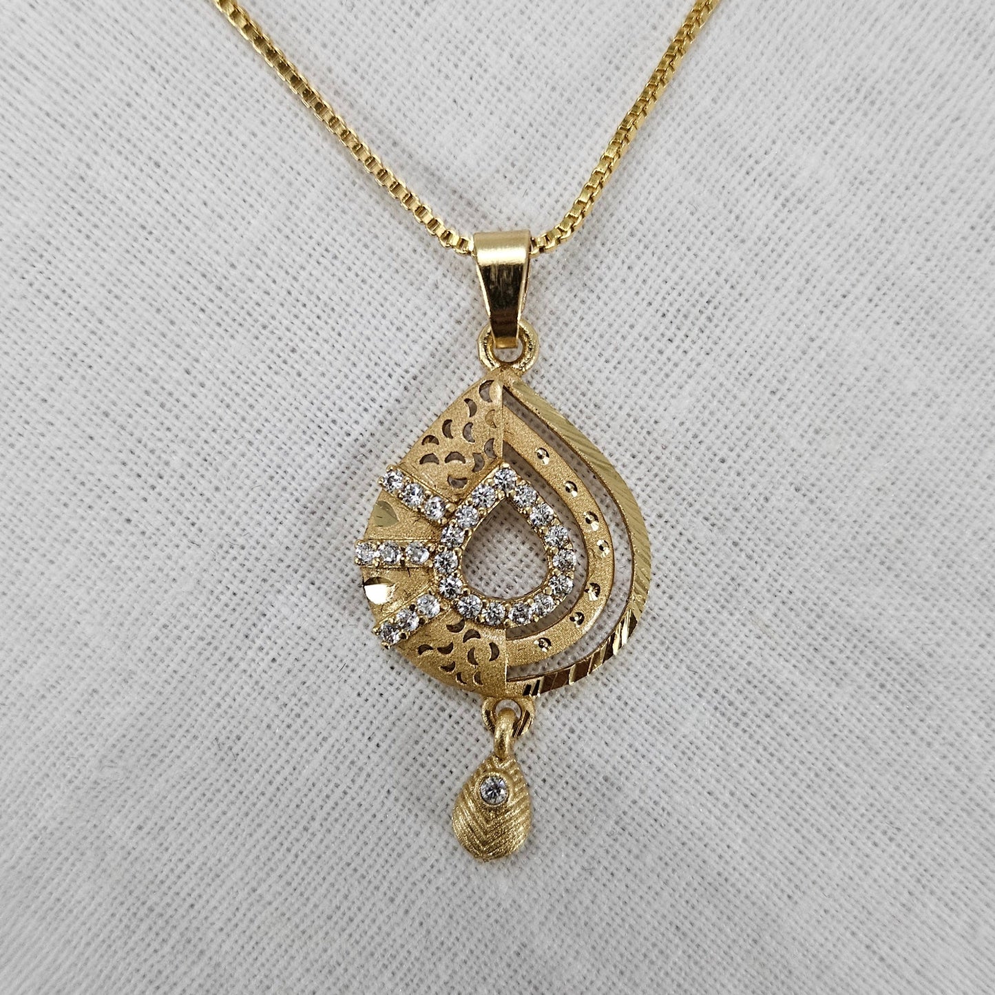 Golden Whispers- Micro Gold Plated AD Studded Chain Pendant Set for Girls & Women