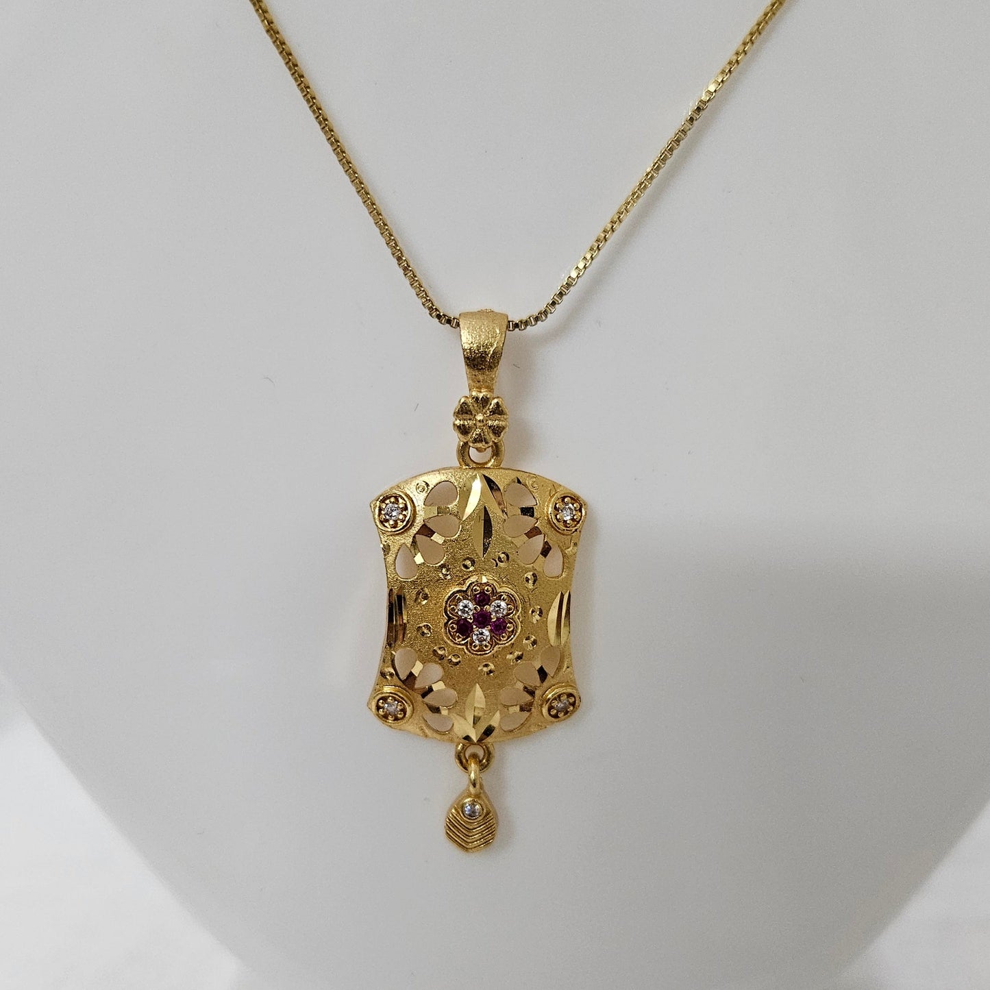 Aurum Charm- Micro Gold Plated AD Studded Chain Pendant Set for Girls & Women
