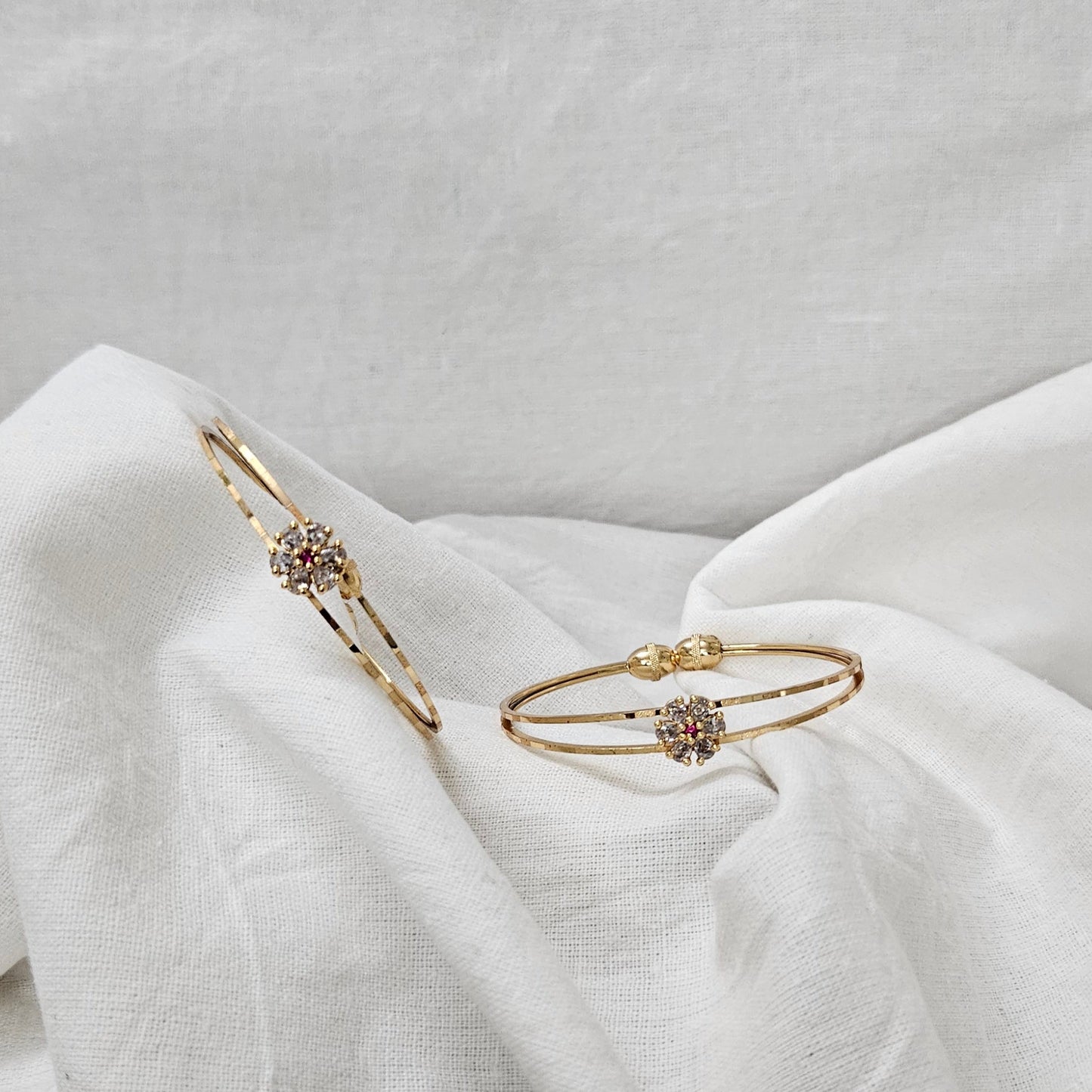 Twin Spark- Micro Gold Plated Kada Pair| Bracelet for Girls & Women (Adjustable)