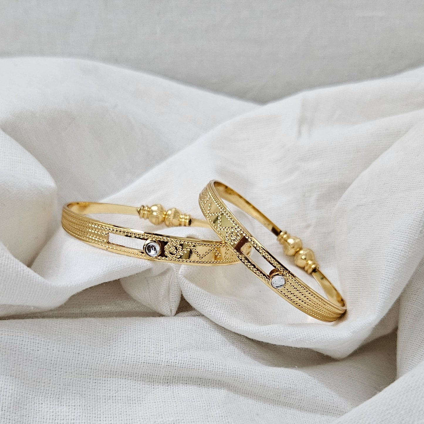 Paired Aura- Micro Gold Plated Kada Pair| Bracelet for Girls & Women (Adjustable)