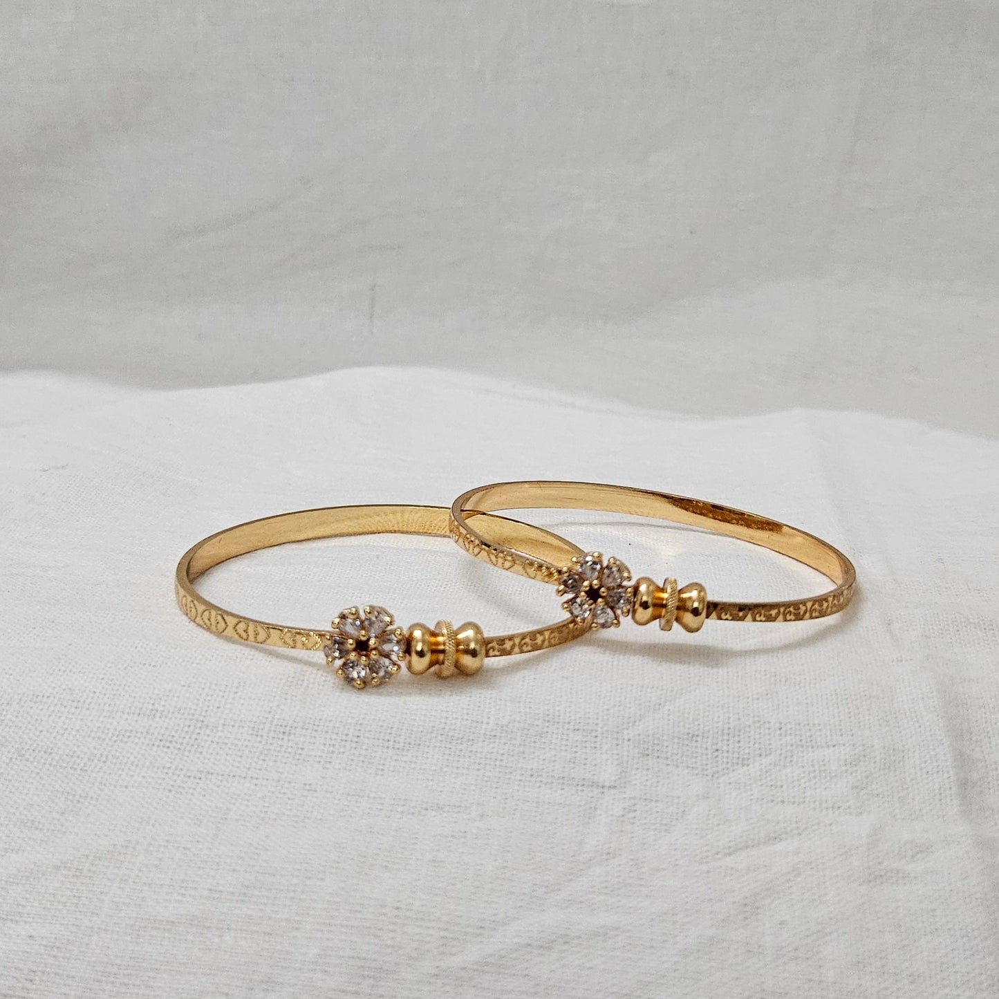 Forever Gleam- Micro Gold Plated Kada Pair| Bracelet for Girls & Women (Adjustable)
