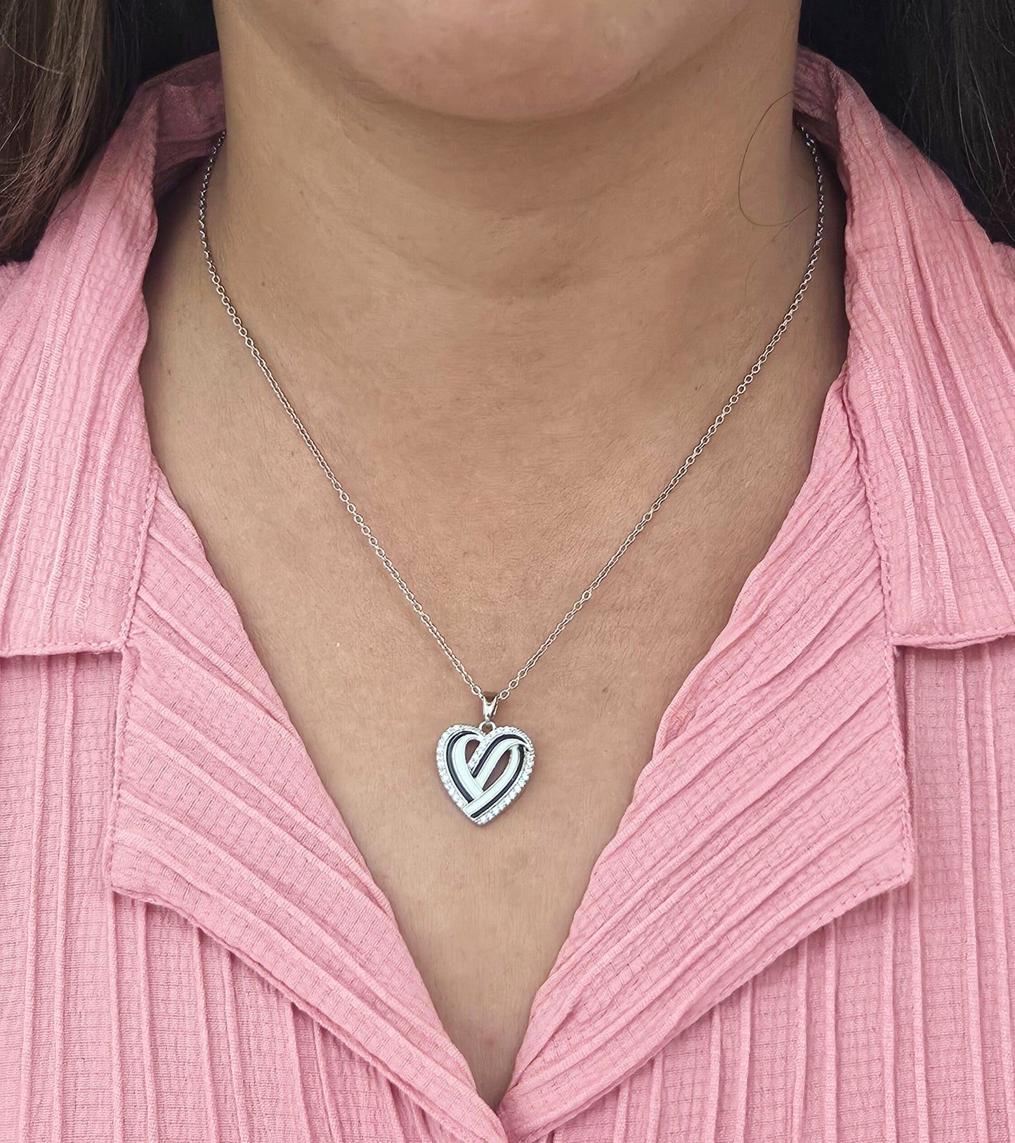 Frosted Heart – Silver Chain Pendant