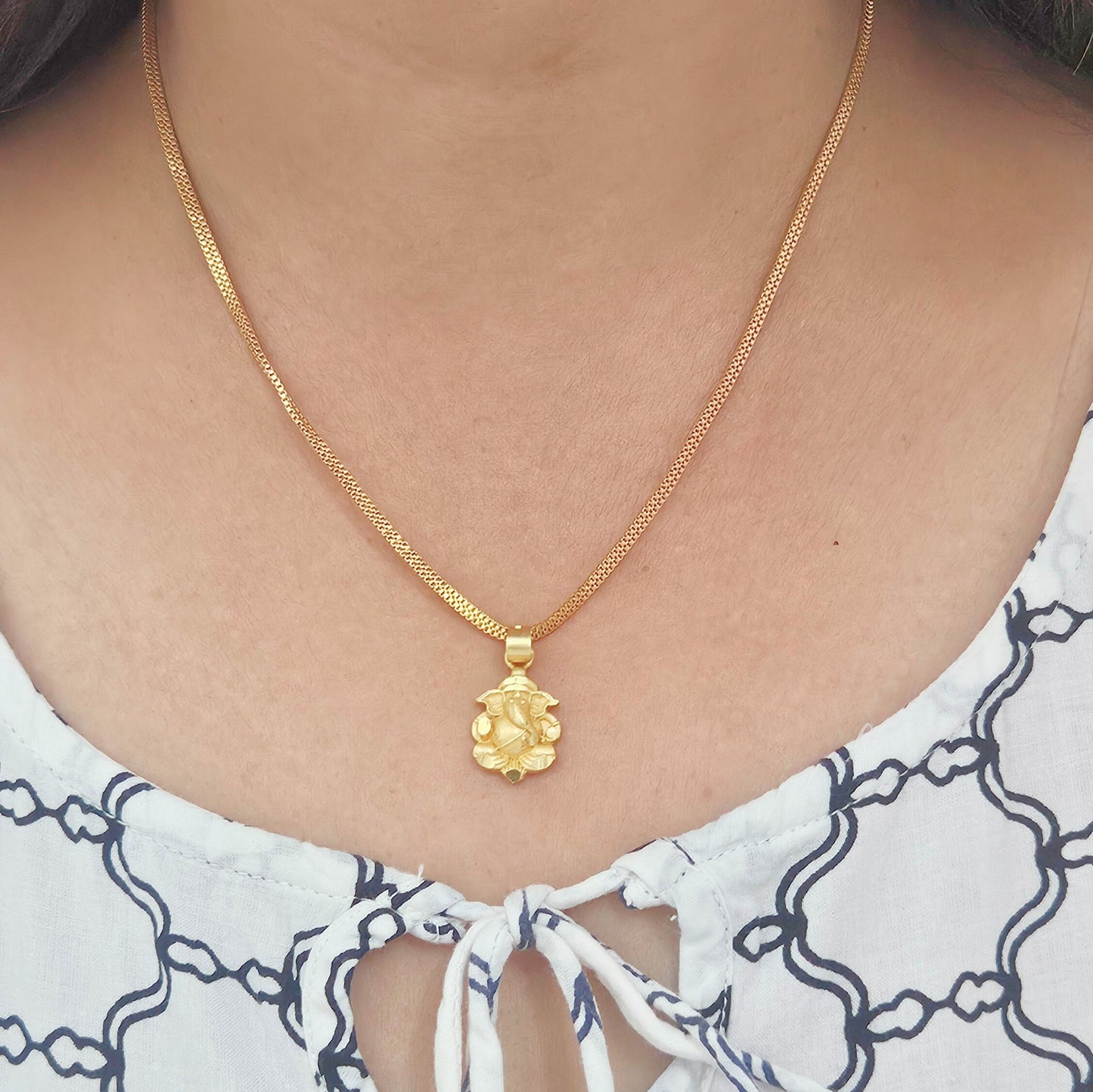 Divine Ganesha- Micro Gold Plated Ganesha Chain Pendant (Unisex)