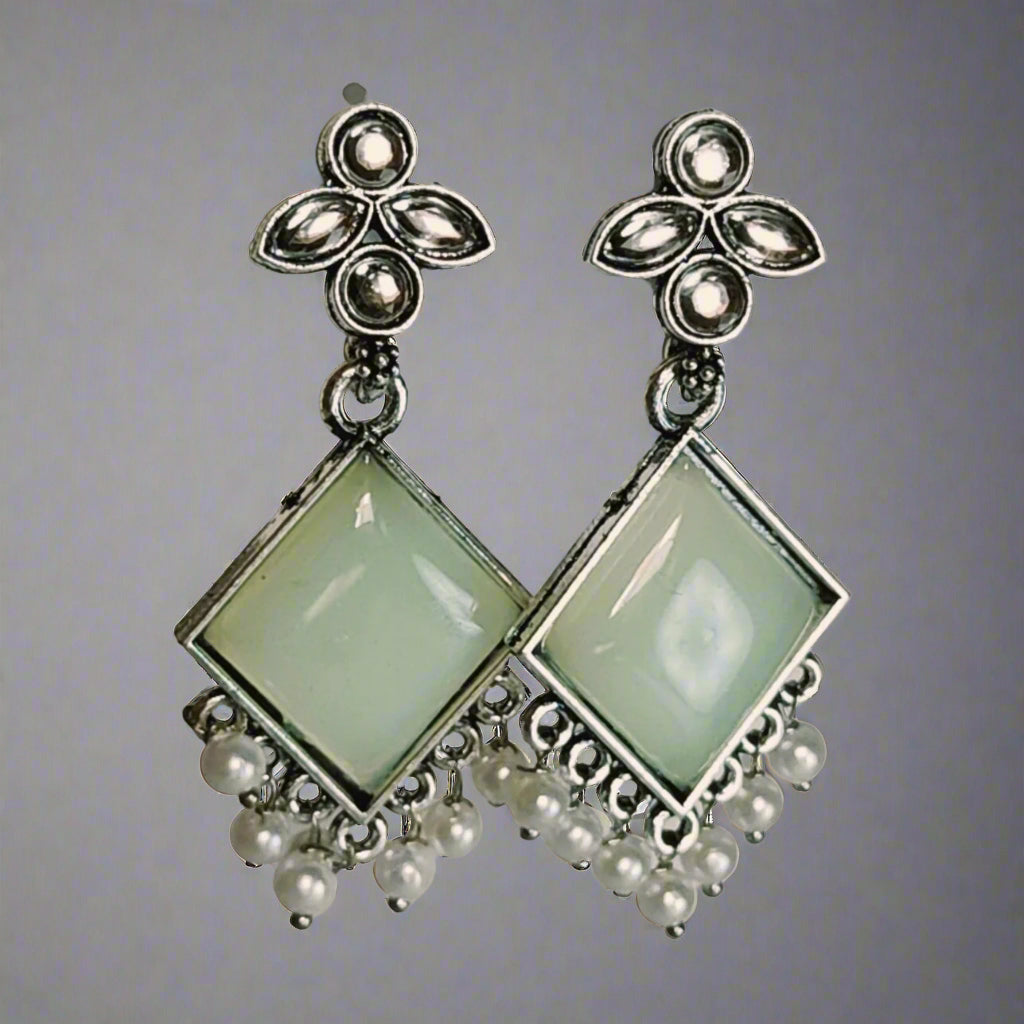Dalia : Earring for Women | German Silver | Stone | Pearl