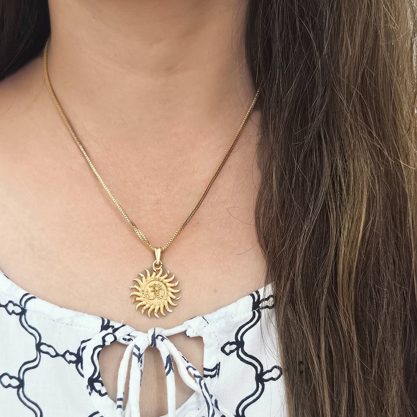 Divine Om- Micro Gold Plated Chain Pendant (Unisex)