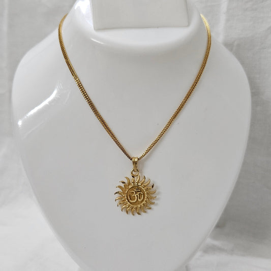 Divine Om- Micro Gold Plated Chain Pendant (Unisex)