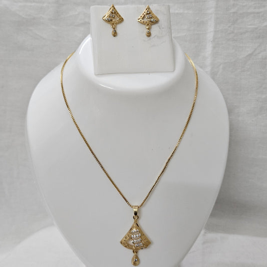 Aurora Gleam- Micro Gold Plated AD Studded Chain Pendant Set for Girls & Women