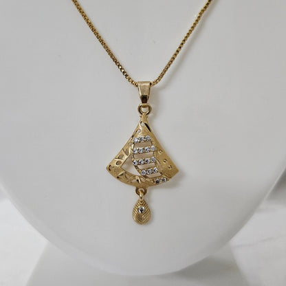 Aurora Gleam- Micro Gold Plated AD Studded Chain Pendant Set for Girls & Women