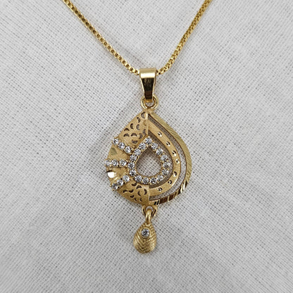 Golden Whispers- Micro Gold Plated AD Studded Chain Pendant Set for Girls & Women