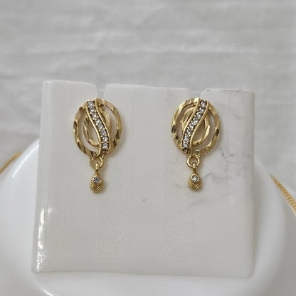 Aura Shine- Micro Gold Plated AD Studded Chain Pendant Set for Girls & Women