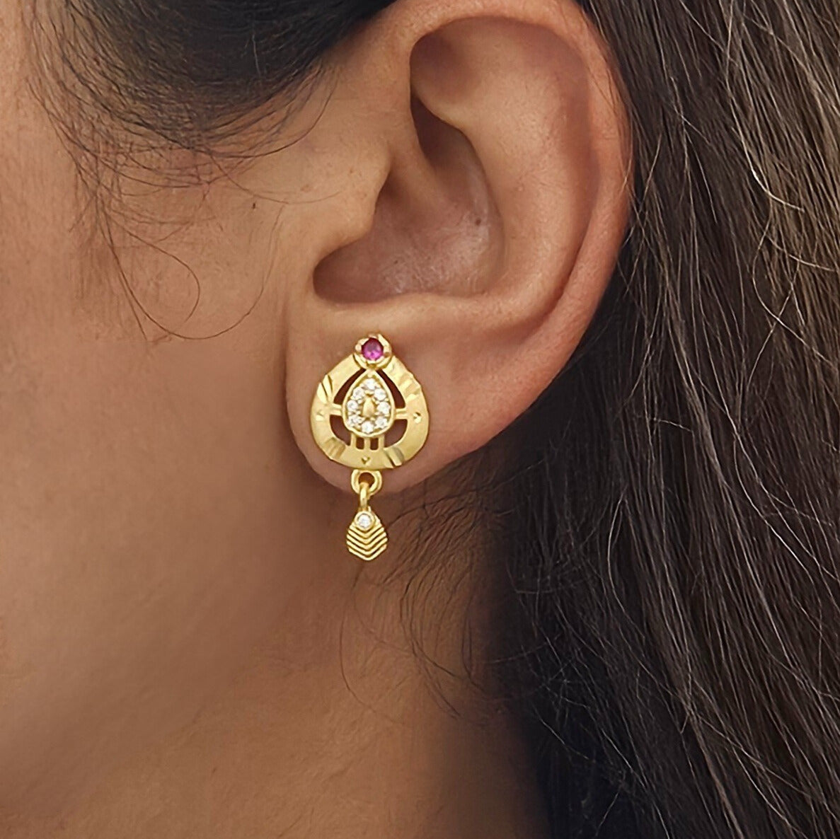 Cynra- Micro Gold Plated AD Studded Earrings for Girls & Women