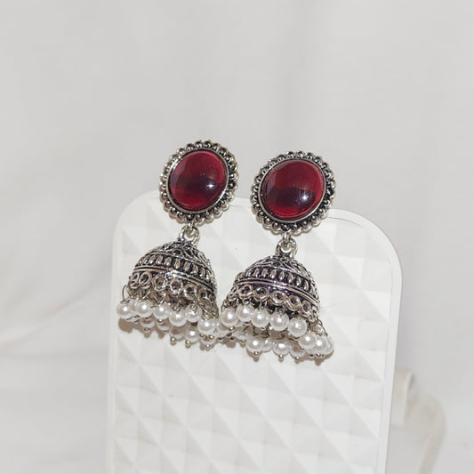 Jhumka: Earring for Women | German Silver | Stone | Pearl